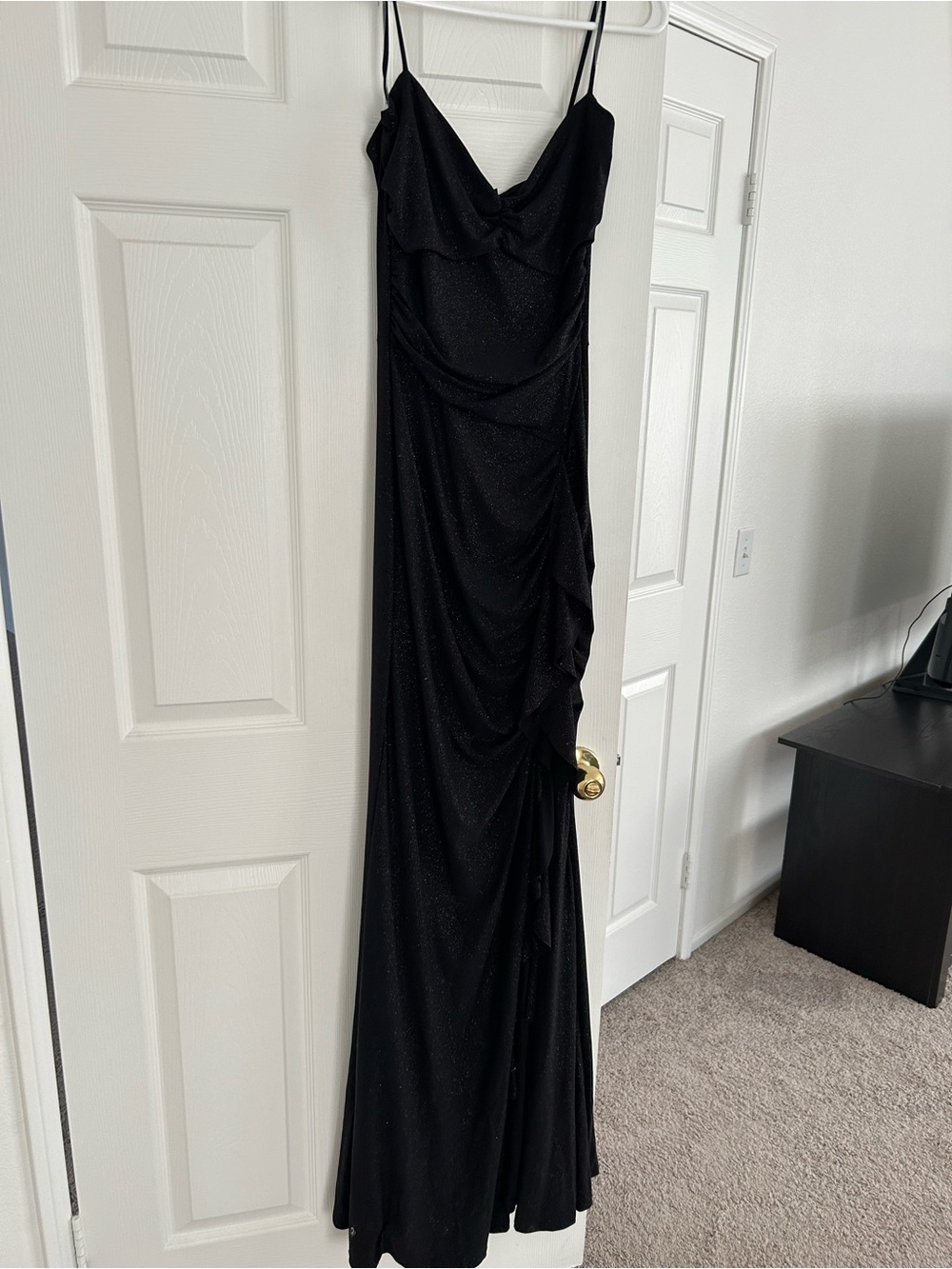 Windsor Black Sparkle Draped Maxi Dress